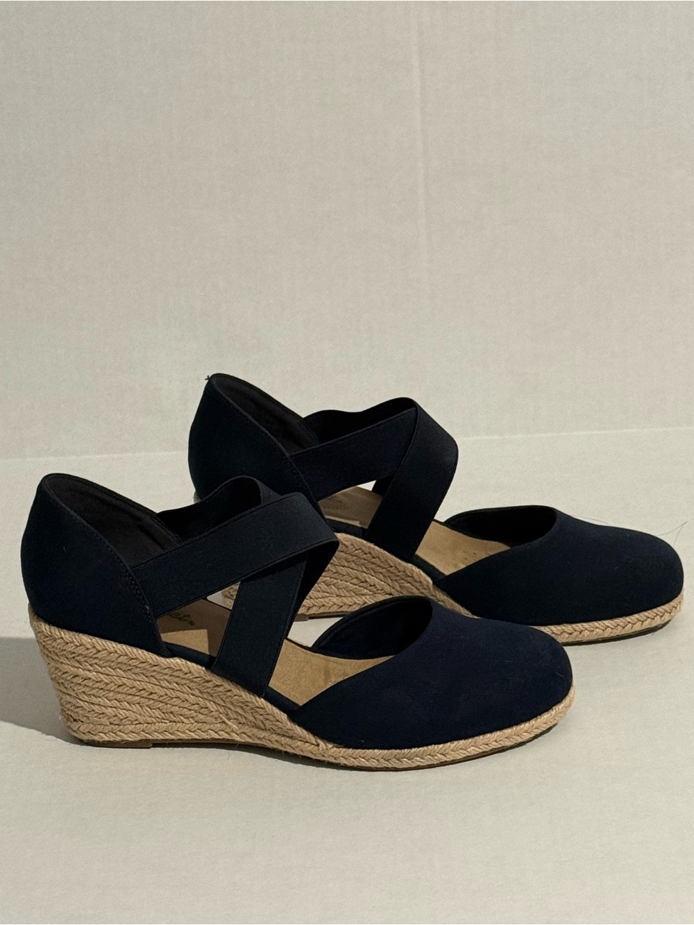 easy street Navy Espadrille Wedge Size 10 - Picture 6 of 11